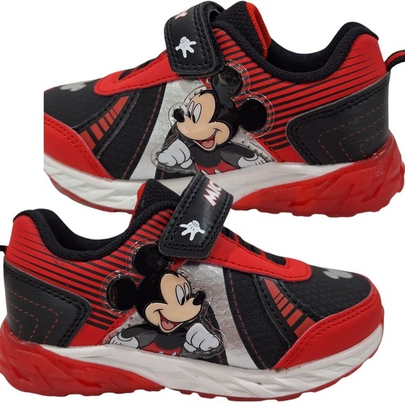 MICKEY Boys Light-Up Shoes Sneakers‎ Toddlers Size 7 (15 Cm) New color Red Black - Picture 1 of 16